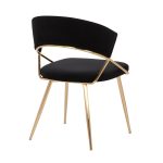 Jie Gold and Black Velvet Glam Dining Chairs (Set of 2) 22 Jie Gold and Black Velvet Glam Dining Chairs (Set of 2)