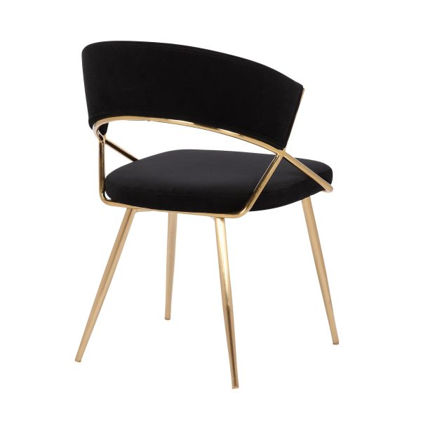 Jie Gold and Black Velvet Glam Dining Chairs Set of 2 7