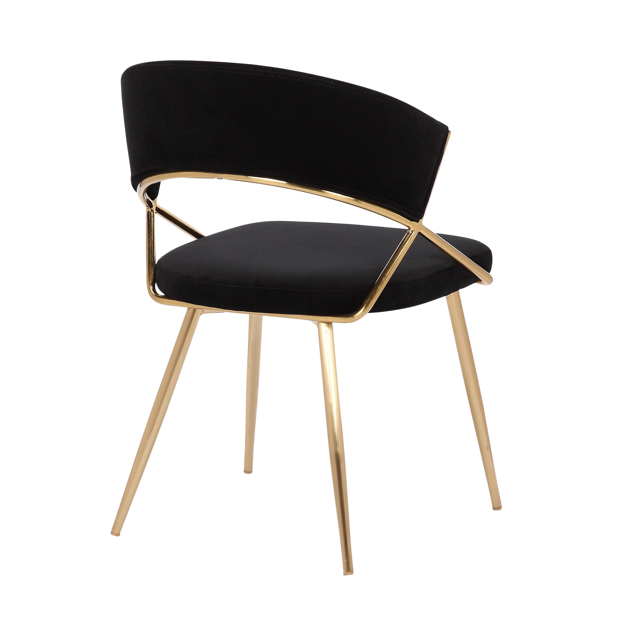 Jie Gold and Black Velvet Glam Dining Chairs (Set of 2) 8 Jie Gold and Black Velvet Glam Dining Chairs (Set of 2) - Image 8