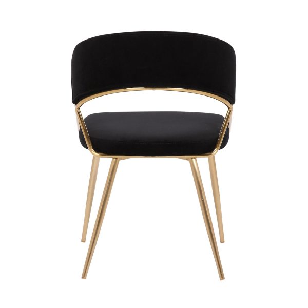 Jie Gold and Black Velvet Glam Dining Chairs Set of 2 8