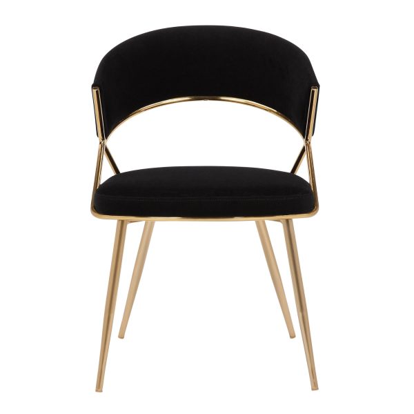 Jie Gold and Black Velvet Glam Dining Chairs Set of 2 9