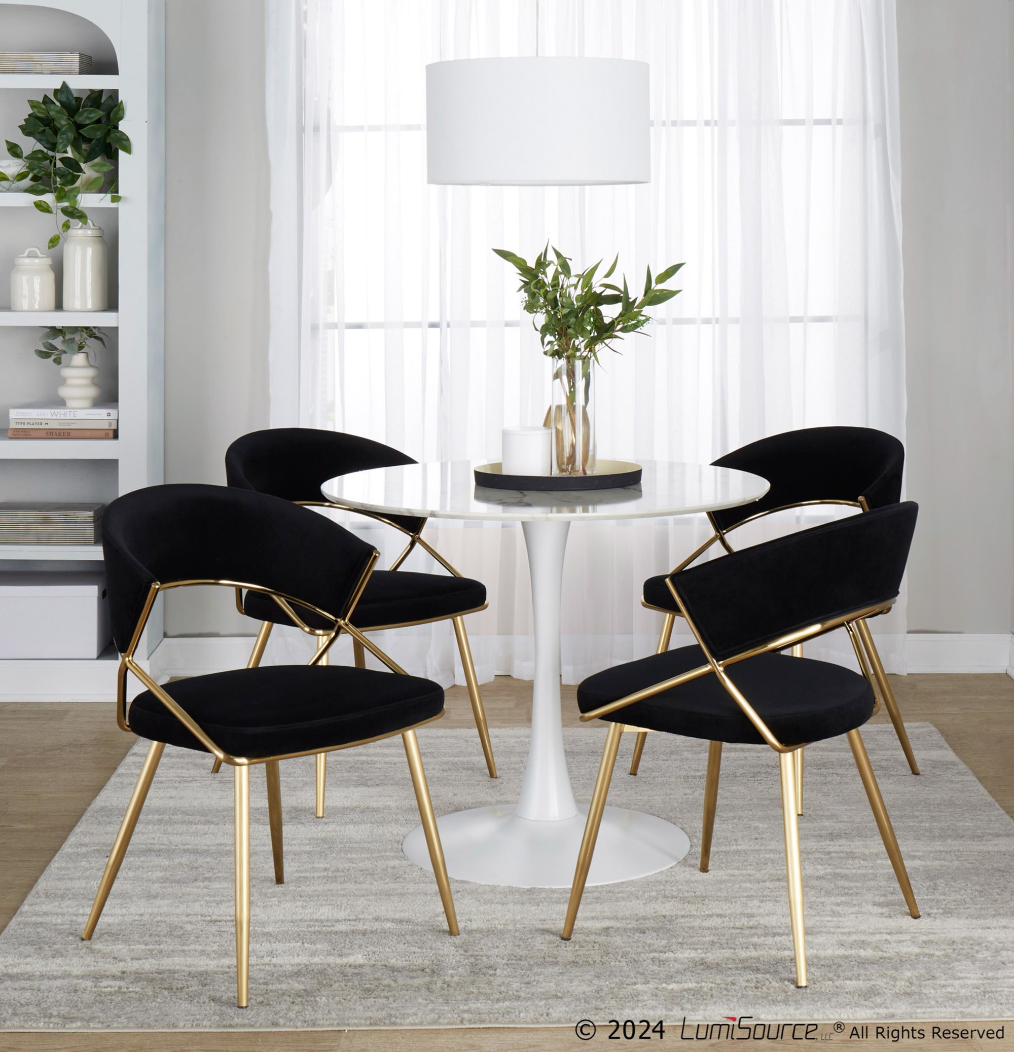 Jie Gold and Black Velvet Glam Dining Chairs (Set of 2) 1 Jie Gold and Black Velvet Glam Dining Chairs (Set of 2)