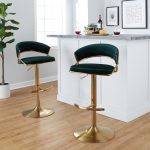 Jie Gold and Green Velvet Contemporary Swivel Barstool (Set of 2) 14 Jie Gold and Green Velvet Contemporary Swivel Barstool (Set of 2)