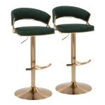 Jie Gold and Green Velvet Contemporary Swivel Barstool (Set of 2) 17 Jie Gold and Green Velvet Contemporary Swivel Barstool (Set of 2)