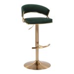Jie Gold and Green Velvet Contemporary Swivel Barstool (Set of 2) 18 Jie Gold and Green Velvet Contemporary Swivel Barstool (Set of 2)