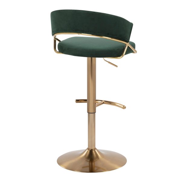 Jie Gold and Green Velvet Contemporary Swivel Barstool Set of 2 7
