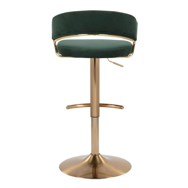 Jie Gold and Green Velvet Contemporary Swivel Barstool Set of 2 8