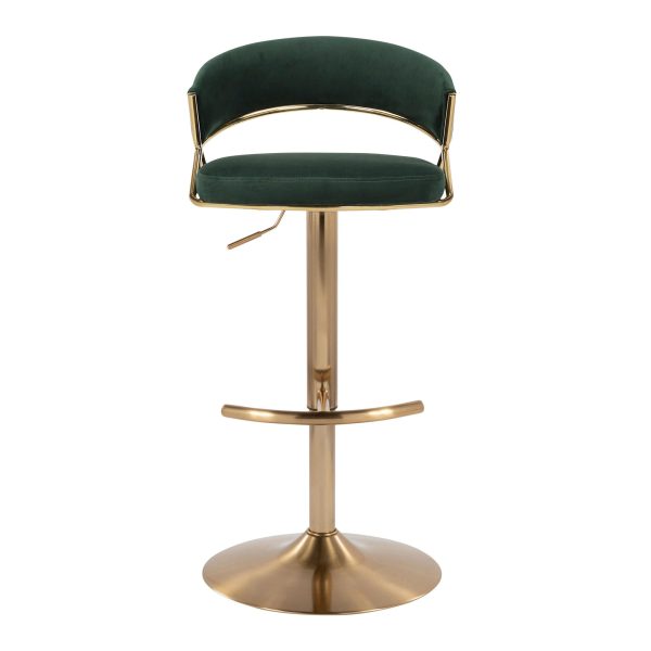 Jie Gold and Green Velvet Contemporary Swivel Barstool Set of 2 9