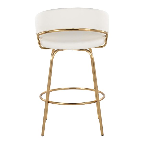 Jie Gold and White Faux Leather Contemporary Counter Stools Set of 2 10