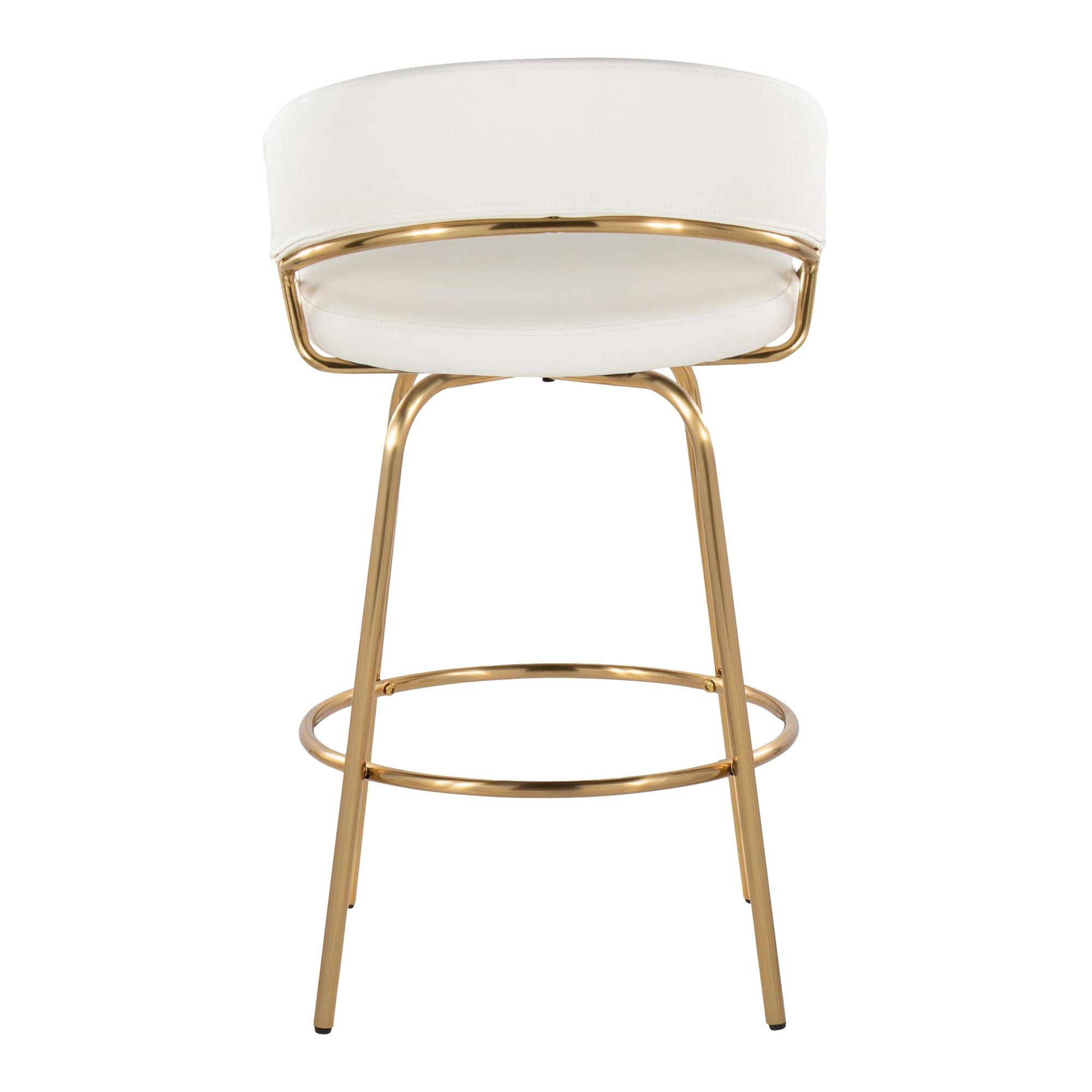 Jie Gold and White Faux Leather Contemporary Counter Stools (Set of 2) 11 Jie Gold and White Faux Leather Contemporary Counter Stools (Set of 2) - Image 11