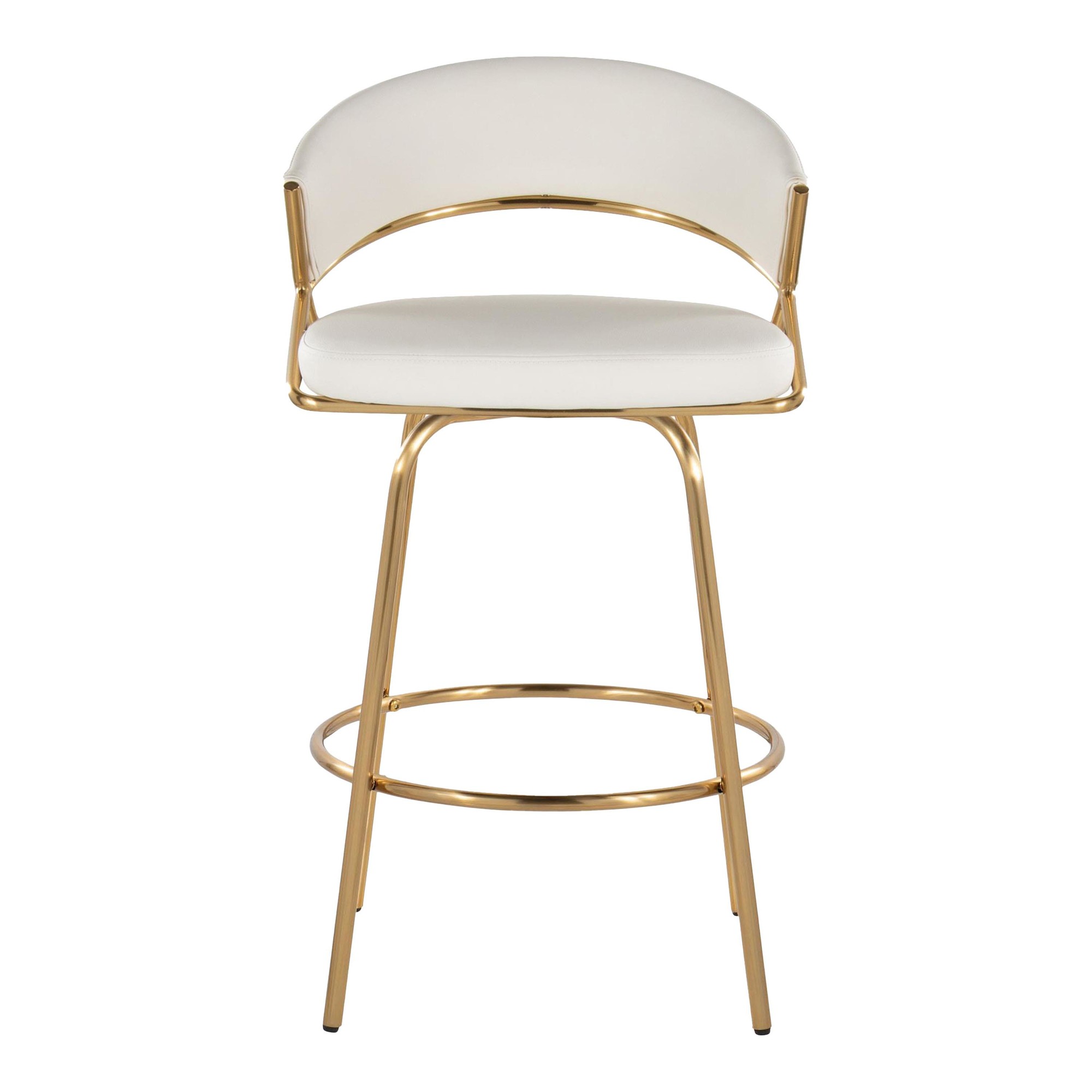 Jie Gold and White Faux Leather Contemporary Counter Stools (Set of 2) 12 Jie Gold and White Faux Leather Contemporary Counter Stools (Set of 2) - Image 12