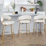 Jie Gold and White Faux Leather Contemporary Counter Stools (Set of 2) 14 Jie Gold and White Faux Leather Contemporary Counter Stools (Set of 2)