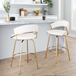 Jie Gold and White Faux Leather Contemporary Counter Stools (Set of 2) 16 Jie Gold and White Faux Leather Contemporary Counter Stools (Set of 2)