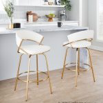 Jie Gold and White Faux Leather Contemporary Counter Stools (Set of 2) 17 Jie Gold and White Faux Leather Contemporary Counter Stools (Set of 2)