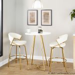 Jie Gold and White Faux Leather Contemporary Counter Stools (Set of 2) 18 Jie Gold and White Faux Leather Contemporary Counter Stools (Set of 2)