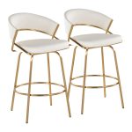 Jie Gold and White Faux Leather Contemporary Counter Stools (Set of 2) 20 Jie Gold and White Faux Leather Contemporary Counter Stools (Set of 2)