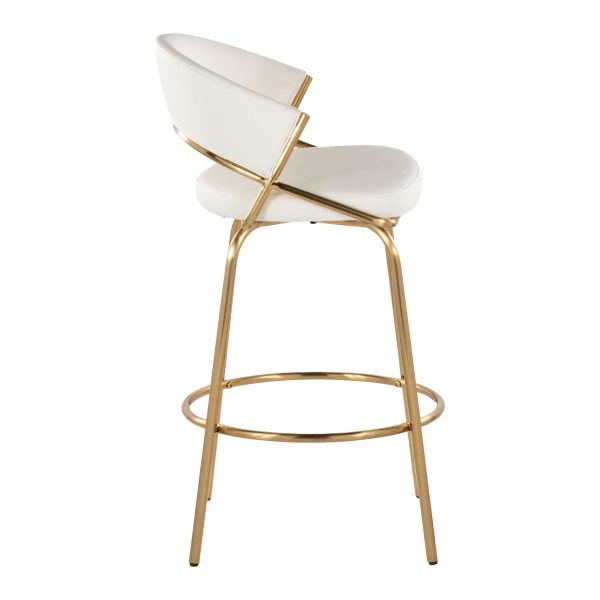 Jie Gold and White Faux Leather Contemporary Counter Stools Set of 2 8