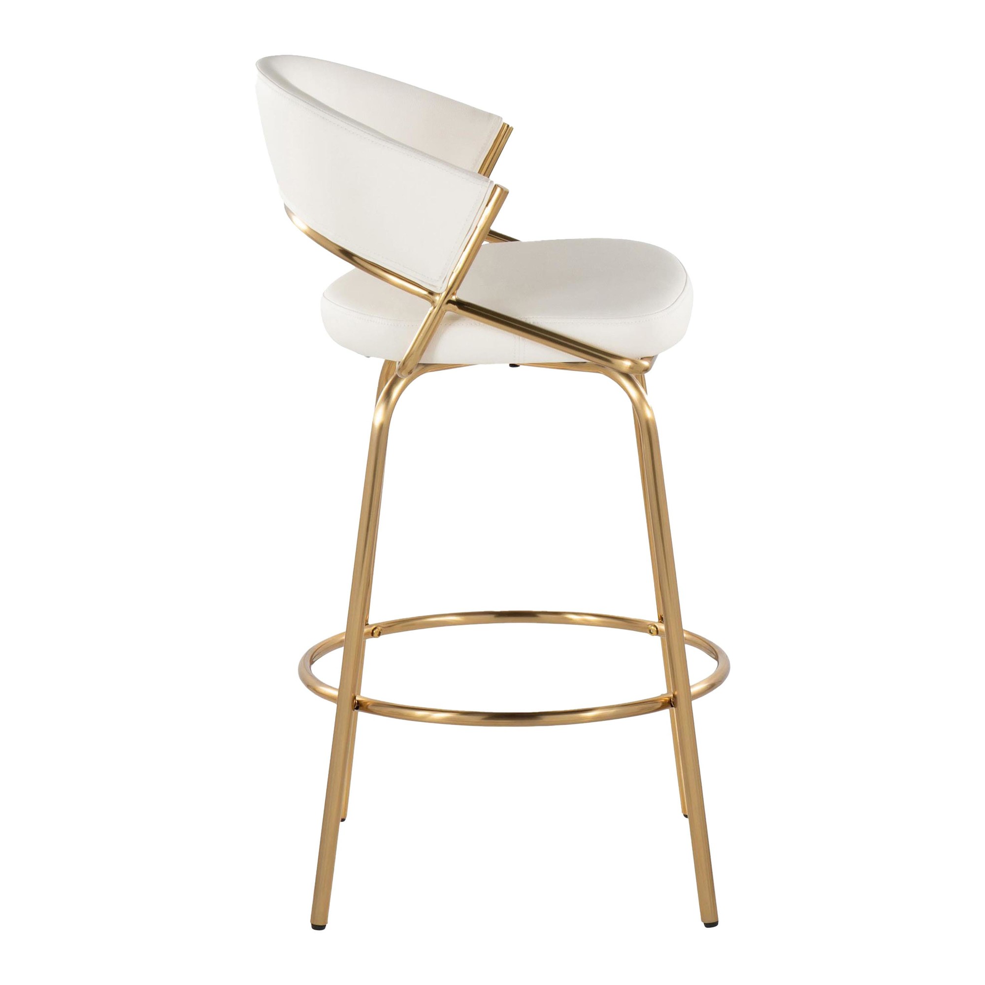 Jie Gold and White Faux Leather Contemporary Counter Stools (Set of 2) 9 Jie Gold and White Faux Leather Contemporary Counter Stools (Set of 2) - Image 9