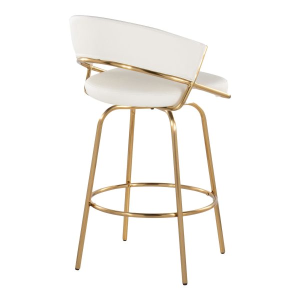 Jie Gold and White Faux Leather Contemporary Counter Stools Set of 2 9