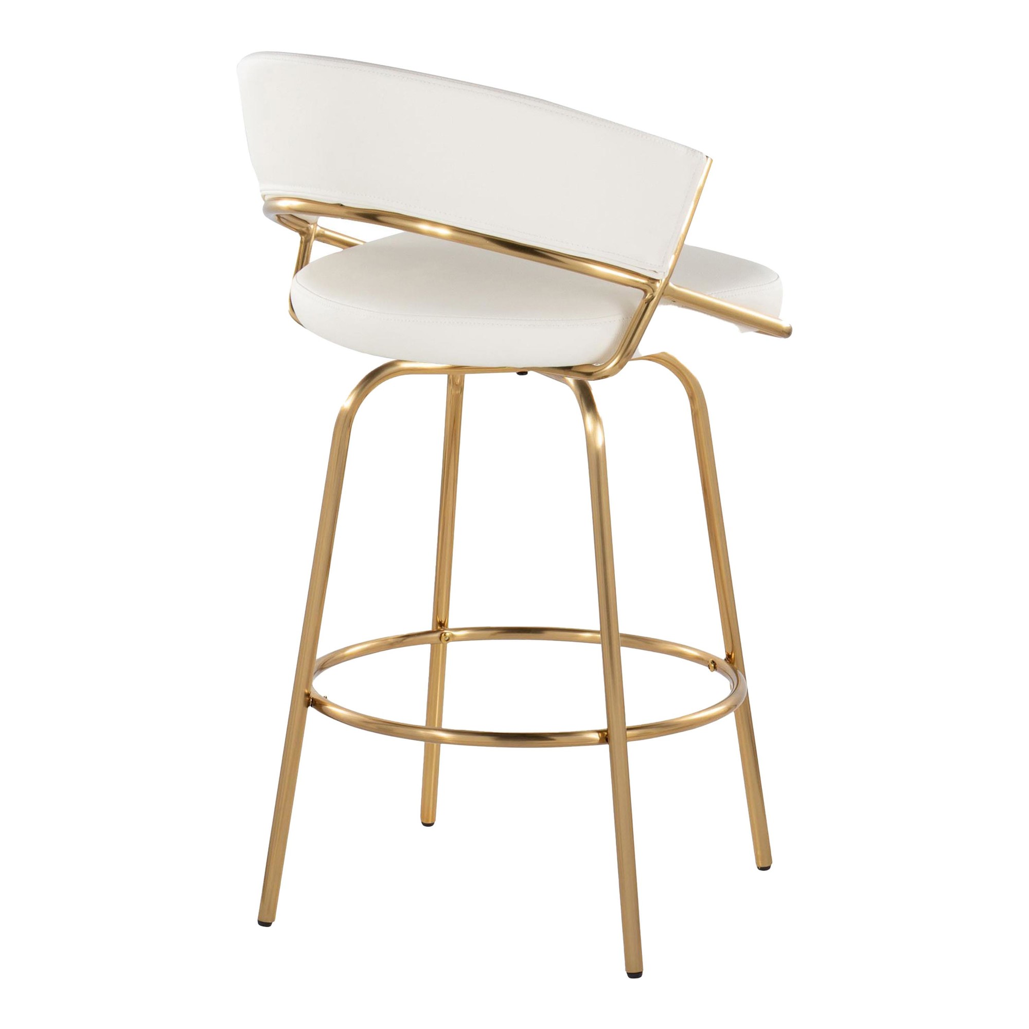 Jie Gold and White Faux Leather Contemporary Counter Stools (Set of 2) 10 Jie Gold and White Faux Leather Contemporary Counter Stools (Set of 2) - Image 10
