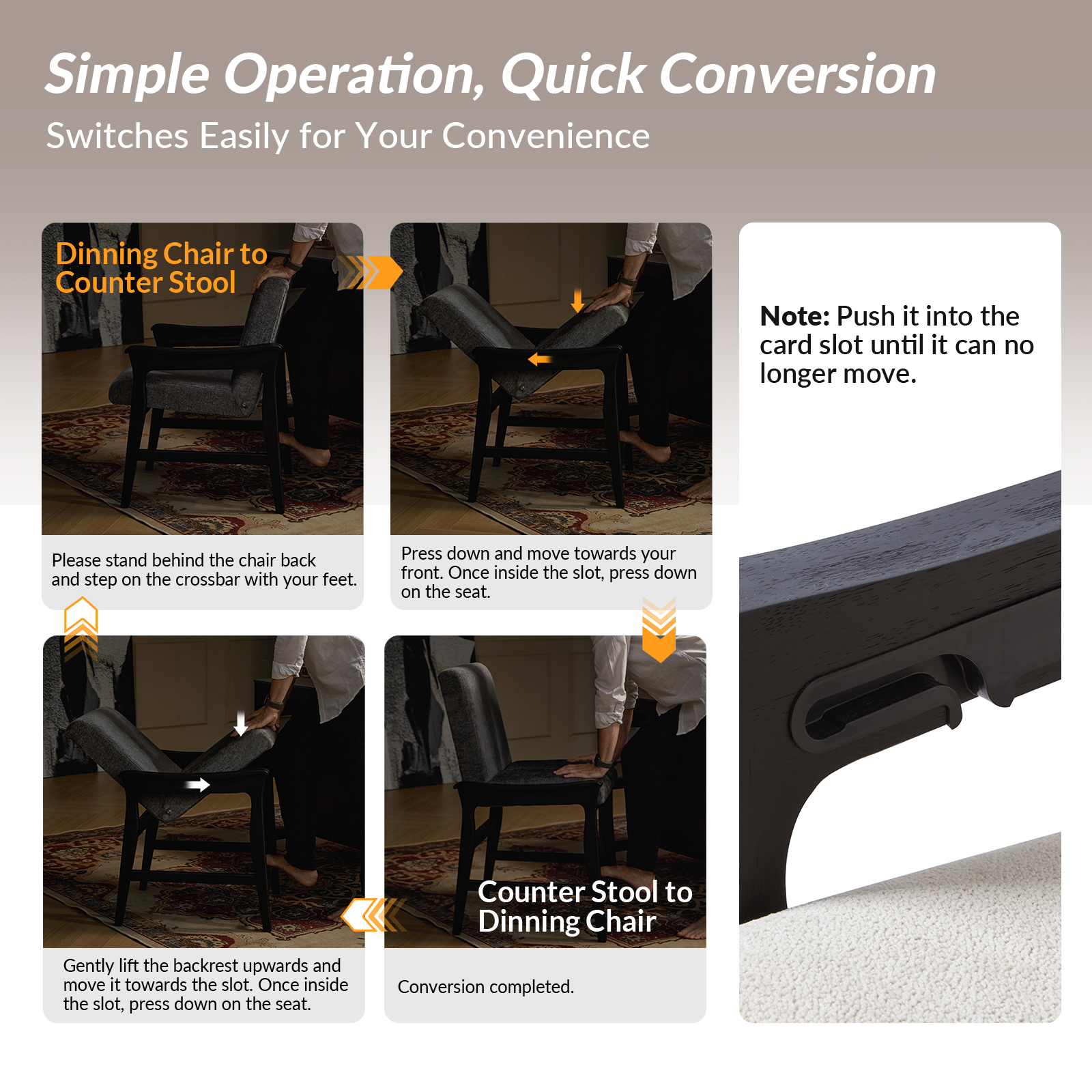 Joachim Grey Convertible Modern Dining and Counter Bar Chair 3 Joachim Grey Convertible Modern Dining and Counter Bar Chair - Image 3