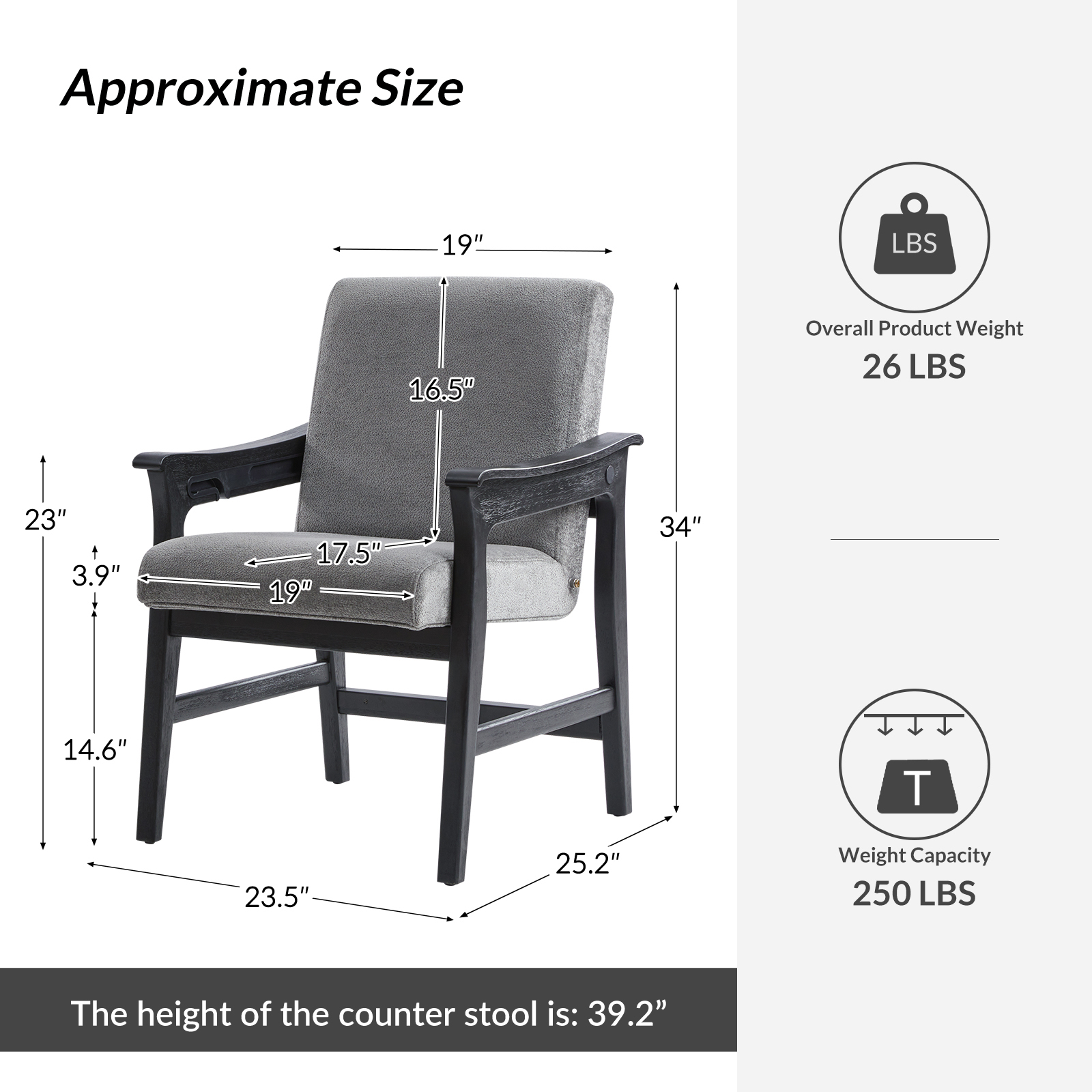 Joachim Grey Convertible Modern Dining and Counter Bar Chair 5 Joachim Grey Convertible Modern Dining and Counter Bar Chair - Image 5
