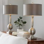 Joan Contemporary Brushed Nickel Table Lamps with Grey Shade (Set of 2) 13 Joan Contemporary Brushed Nickel Table Lamps with Grey Shade (Set of 2)