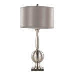 Joan Contemporary Brushed Nickel Table Lamps with Grey Shade (Set of 2) 16 Joan Contemporary Brushed Nickel Table Lamps with Grey Shade (Set of 2)