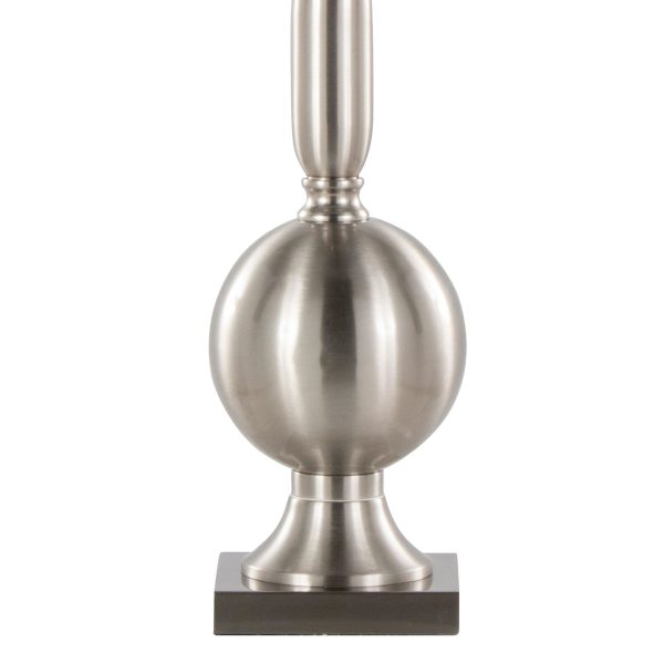 Joan Contemporary Brushed Nickel Table Lamps with Grey Shade Set of 2 7