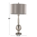 Joan Contemporary Brushed Nickel Table Lamps with Grey Shade (Set of 2) 19 Joan Contemporary Brushed Nickel Table Lamps with Grey Shade (Set of 2)