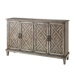 Jochen Grey Farmhouse Sideboard with Diamond Pattern Doors
