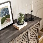 Jochen Grey Farmhouse Sideboard with Diamond Pattern Doors