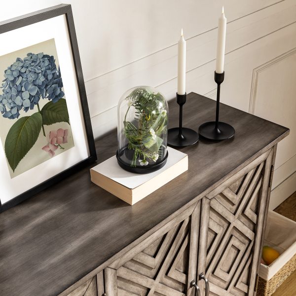 Jochen Grey Farmhouse Sideboard with Diamond Pattern Doors 2