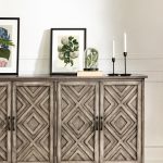 Jochen Grey Farmhouse Sideboard with Diamond Pattern Doors