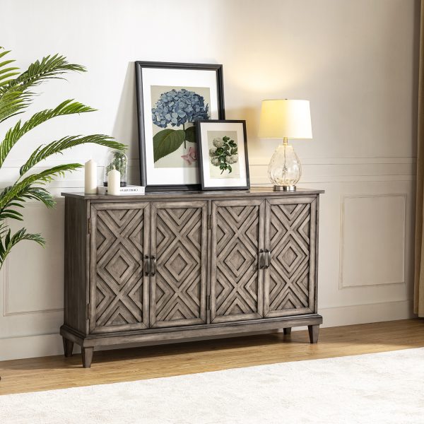 Jochen Grey Farmhouse Sideboard with Diamond Pattern Doors