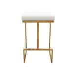 White Boucle Mid-Century Modern Backless Metal Bar Stool