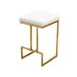 White Boucle Mid-Century Modern Backless Metal Bar Stool