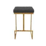 Grey Fabric Mid-Century Modern Backless Bar Stool with Metal Legs