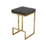 Grey Fabric Mid-Century Modern Backless Bar Stool with Metal Legs