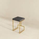 Grey Fabric Mid-Century Modern Backless Bar Stool with Metal Legs
