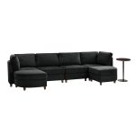 Johannes Black Chenille Modular Sectional Sofa with Round Table 6 Johannes Black Chenille Modular Sectional Sofa with Round Table