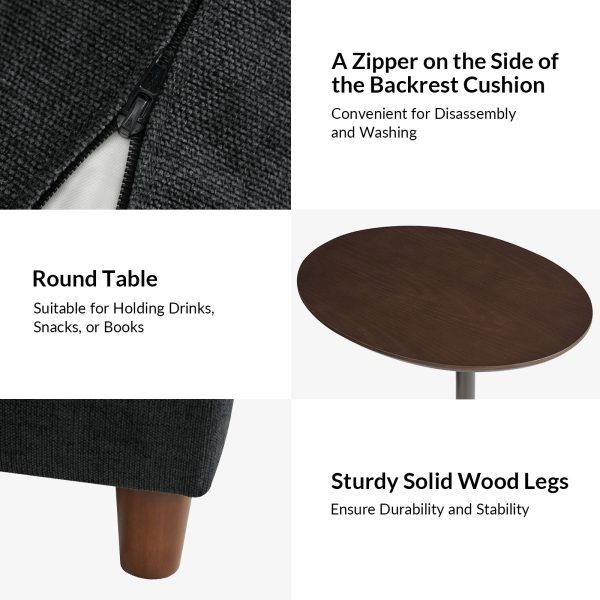 Johannes Black Chenille Modular Sectional Sofa with Round Table 2