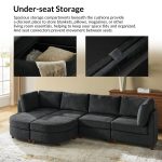 Johannes Black Chenille Modular Sectional Sofa with Round Table 9 Johannes Black Chenille Modular Sectional Sofa with Round Table