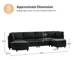 Johannes Black Chenille Modular Sectional Sofa with Round Table 10 Johannes Black Chenille Modular Sectional Sofa with Round Table