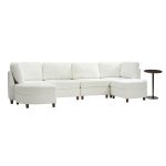 Johannes Ivory Chenille Modular Sectional Sofa with Table 6 Johannes Ivory Chenille Modular Sectional Sofa with Table