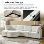 Johannes Ivory Chenille Modular Sectional Sofa with Table 9 Johannes Ivory Chenille Modular Sectional Sofa with Table