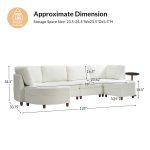 Johannes Ivory Chenille Modular Sectional Sofa with Table 10 Johannes Ivory Chenille Modular Sectional Sofa with Table