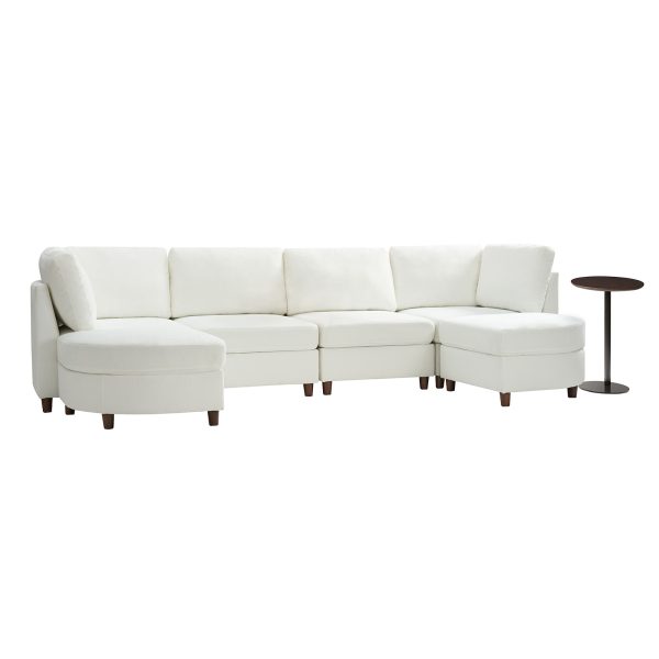 Johannes Ivory Chenille Modular Sectional Sofa with Table