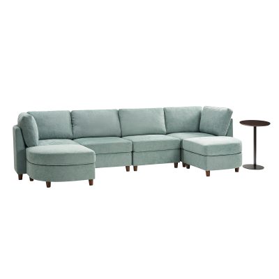 Johannes Sage Chenille Modular Sectional with Storage and Table