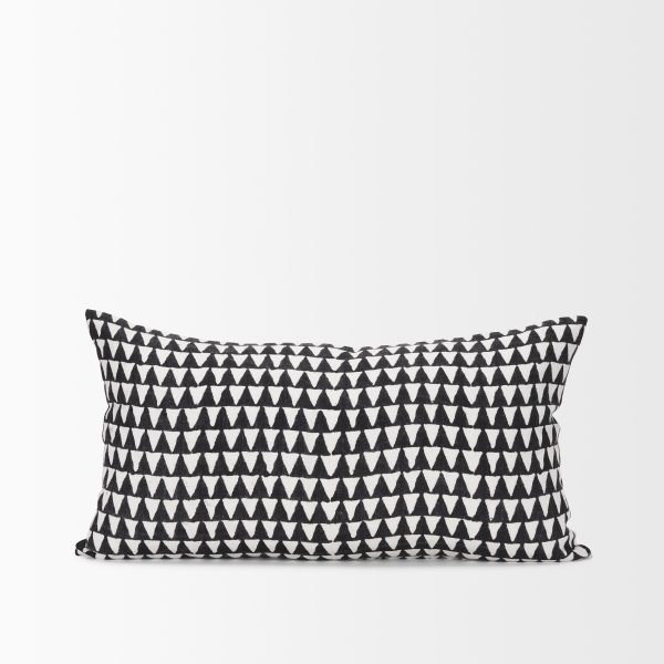 Jolie Cream w Black Print Linen Lumbar Decorative Pillow Cover 2